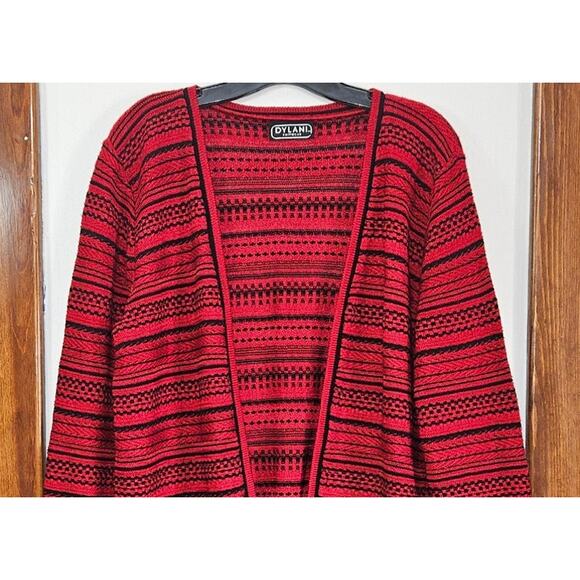 VTG 90s Dylani Knitwear Red Stripped Open Front Cardigan Size Small - Picture 4 of 10